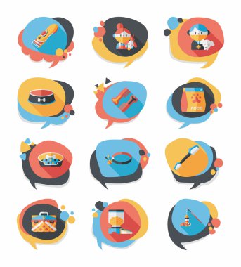 Evde beslenen hayvan kabarcık konuşma düz afiş tasarım arka plan ayarlamak, eps10