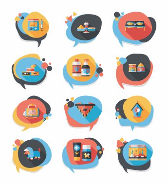 Evde beslenen hayvan kabarcık konuşma düz afiş tasarım arka plan ayarlamak, eps10