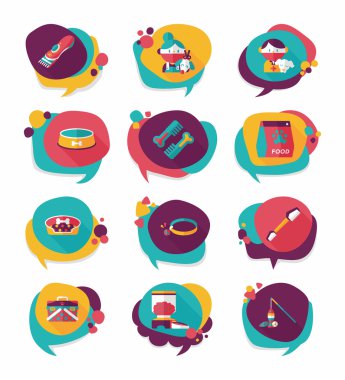 Evde beslenen hayvan kabarcık konuşma düz afiş tasarım arka plan ayarlamak, eps10