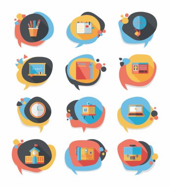 Okul kabarcık konuşma afiş tasarım düz arka plan ayarlamak, eps10