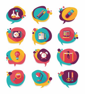 Okul kabarcık konuşma afiş tasarım düz arka plan ayarlamak, eps10