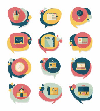 Okul kabarcık konuşma afiş tasarım düz arka plan ayarlamak, eps10