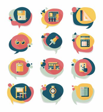 Okul kabarcık konuşma afiş tasarım düz arka plan ayarlamak, eps10