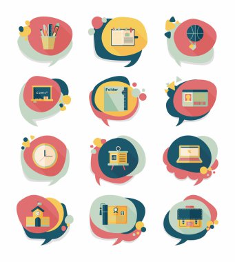 Okul kabarcık konuşma afiş tasarım düz arka plan ayarlamak, eps10