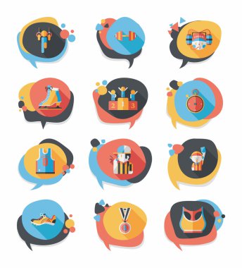 Spor konuşma balonu düz afiş tasarım arka plan ayarlamak, eps10