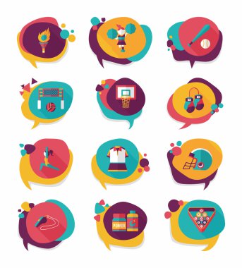 Spor konuşma balonu düz afiş tasarım arka plan ayarlamak, eps10