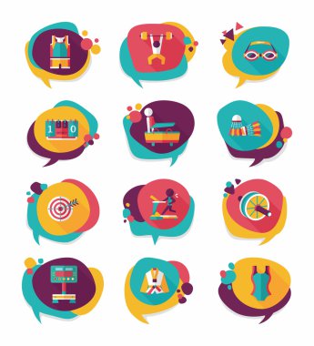 Spor konuşma balonu düz afiş tasarım arka plan ayarlamak, eps10