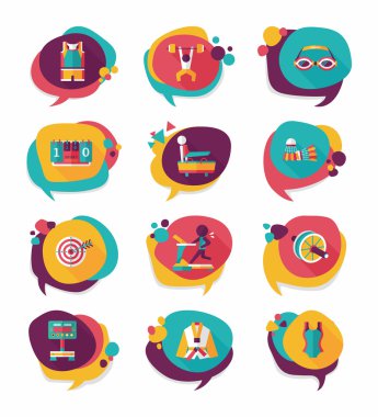 Spor konuşma balonu düz afiş tasarım arka plan ayarlamak, eps10