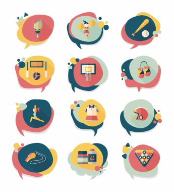 Spor konuşma balonu düz afiş tasarım arka plan ayarlamak, eps10