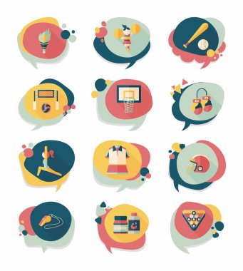 Spor konuşma balonu düz afiş tasarım arka plan ayarlamak, eps10