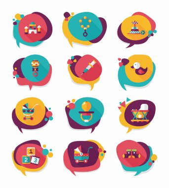 Bebek kabarcık konuşma afiş tasarım düz arka plan ayarlamak, eps10