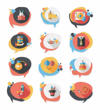 Doğum günü kabarcık konuşma afiş tasarım düz arka plan ayarlamak, eps10