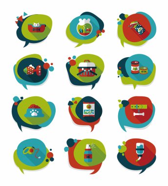 Evde beslenen hayvan kabarcık konuşma düz afiş tasarım arka plan ayarlamak, eps10