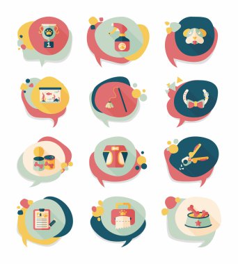 Evde beslenen hayvan kabarcık konuşma düz afiş tasarım arka plan ayarlamak, eps10