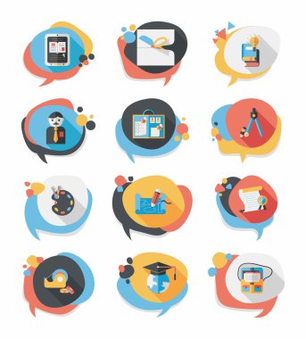 Okul kabarcık konuşma afiş tasarım düz arka plan ayarlamak, eps10