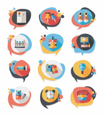 Okul kabarcık konuşma afiş tasarım düz arka plan ayarlamak, eps10