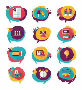 Okul kabarcık konuşma afiş tasarım düz arka plan ayarlamak, eps10