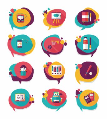 Okul kabarcık konuşma afiş tasarım düz arka plan ayarlamak, eps10