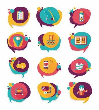 Spor konuşma balonu düz afiş tasarım arka plan ayarlamak, eps10