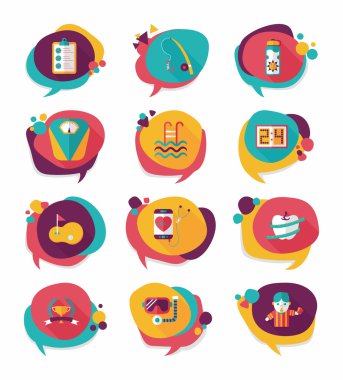 Spor konuşma balonu düz afiş tasarım arka plan ayarlamak, eps10