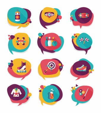 Spor konuşma balonu düz afiş tasarım arka plan ayarlamak, eps10