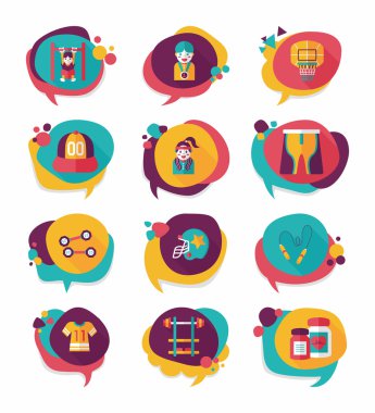 Spor konuşma balonu düz afiş tasarım arka plan ayarlamak, eps10