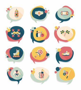 Spor konuşma balonu düz afiş tasarım arka plan ayarlamak, eps10