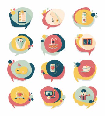 Spor konuşma balonu düz afiş tasarım arka plan ayarlamak, eps10