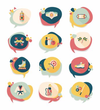 Spor konuşma balonu düz afiş tasarım arka plan ayarlamak, eps10