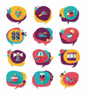 Seyahat balonu konuşma afiş tasarım düz arka plan ayarlamak, eps10