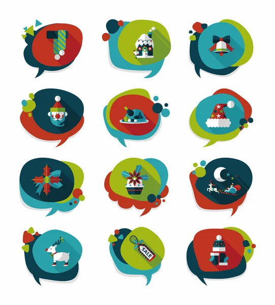 Ensemble de fond plat de conception de bannière de discours de bulle de Noël, eps10 — Image vectorielle