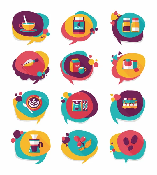 Kahve kabarcık konuşma düz afiş tasarım düz arka plan ayarlamak, eps