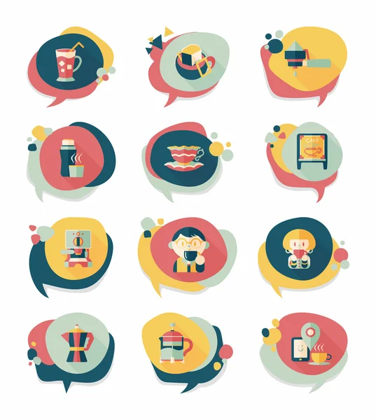 Kahve kabarcık konuşma düz afiş tasarım düz arka plan ayarlamak, eps