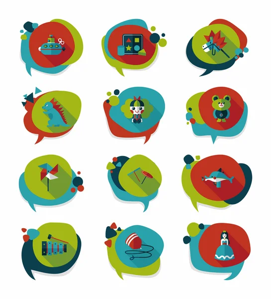 Ensemble de fond plat de conception de bannière de bulle de discours de jouet, eps10 — Image vectorielle