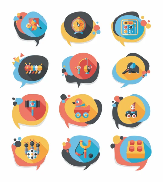Set di sfondo piatto per il disegno di banner a bolle vocali giocattolo, eps10 — Vettoriale Stock