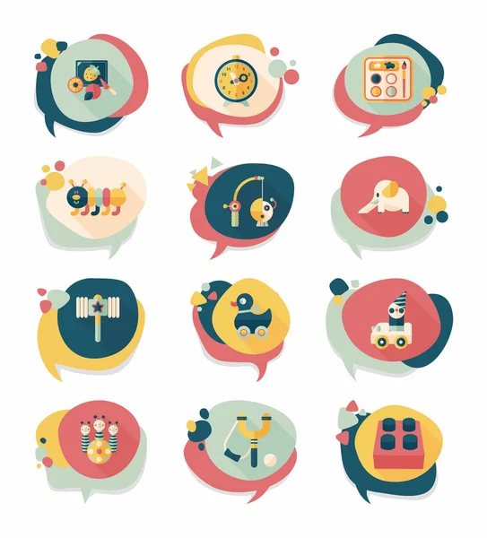 Oyuncak konuşma balonu afiş tasarım düz arka plan ayarlamak, eps10