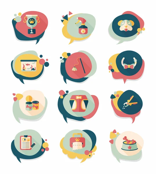 Evde beslenen hayvan kabarcık konuşma düz afiş tasarım arka plan ayarlamak, eps10