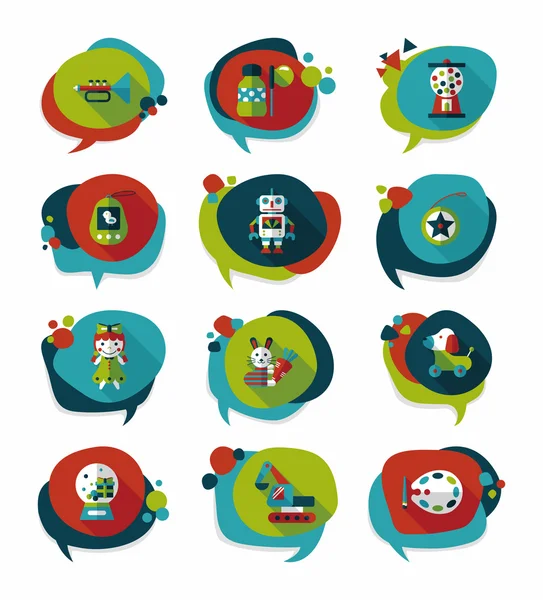 Ensemble de fond plat de conception de bannière de bulle de discours de jouet, eps10 — Image vectorielle