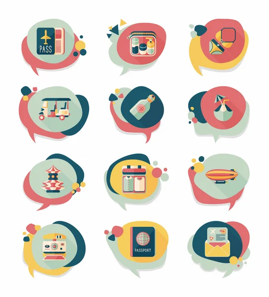 Seyahat balonu konuşma afiş tasarım düz arka plan ayarlamak, eps10