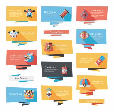 Çin yeni yılı düz afiş arka plan ayarlamak, eps10