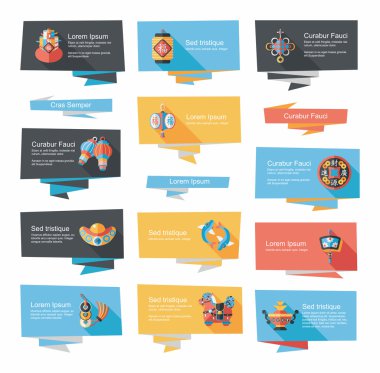 Çin yeni yılı düz afiş arka plan ayarlamak, eps10