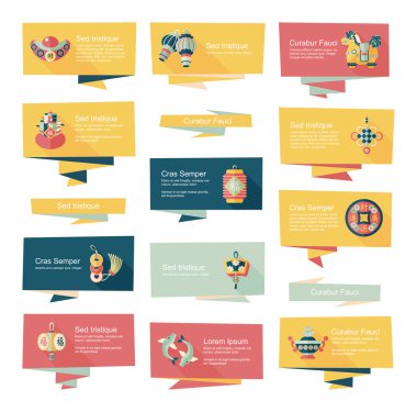 Çin yeni yılı düz afiş arka plan ayarlamak, eps10