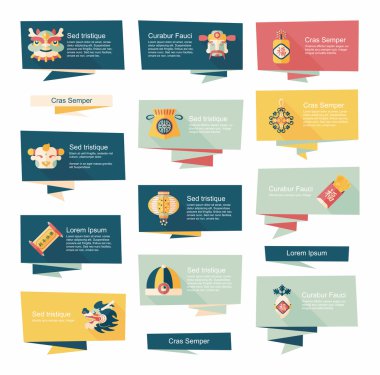 Çin yeni yılı düz afiş arka plan ayarlamak, eps10