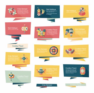 Çin yeni yılı düz afiş arka plan ayarlamak, eps10