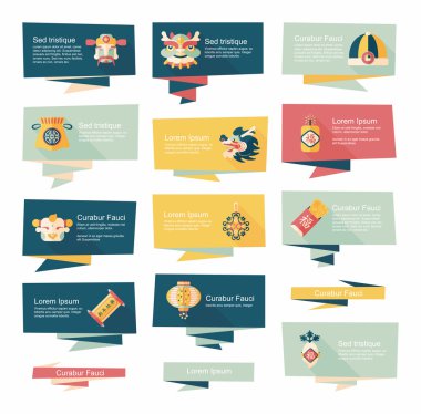 Çin yeni yılı düz afiş arka plan ayarlamak, eps10