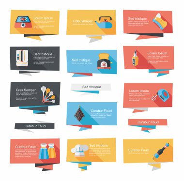 Mutfak eşyaları düz afiş arka plan ayarlamak, eps10