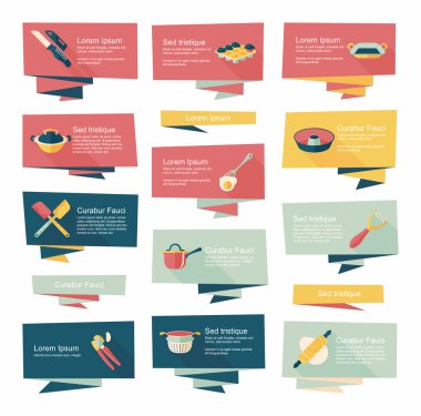 Mutfak eşyaları düz afiş arka plan ayarlamak, eps10