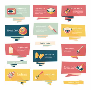 Mutfak eşyaları düz afiş arka plan ayarlamak, eps10