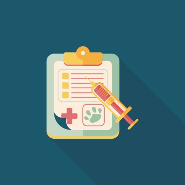 Evde beslenen hayvan tıbbi kayıtları uzun gölge, eps10 simgesiyle düz