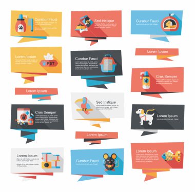 Evde beslenen hayvan düz afiş tasarım arka plan ayarlamak, eps10